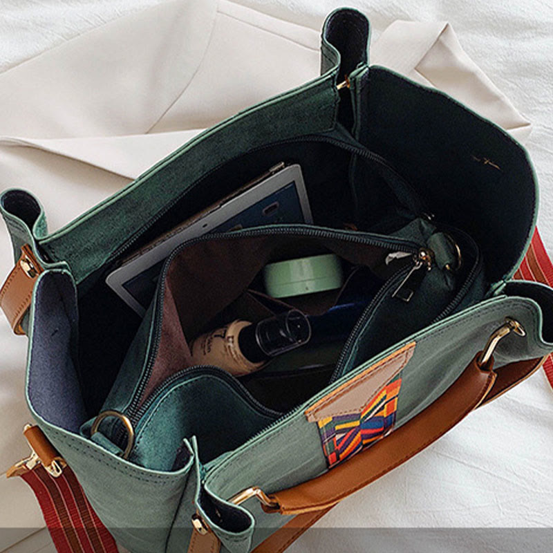Top-Griff-Tasche für Damen, Vintage, mattiert, große Kapazität, zweiteilige Umhängetasche