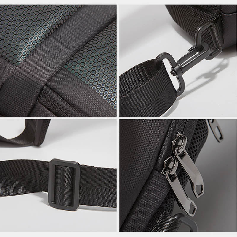 Diebstahlsichere, reflektierende Schultertasche für Herren, Ein-Schulter-Rucksack mit USB-Ladeanschluss