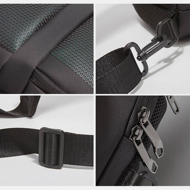 Diebstahlsichere, reflektierende Schultertasche für Herren, Ein-Schulter-Rucksack mit USB-Ladeanschluss