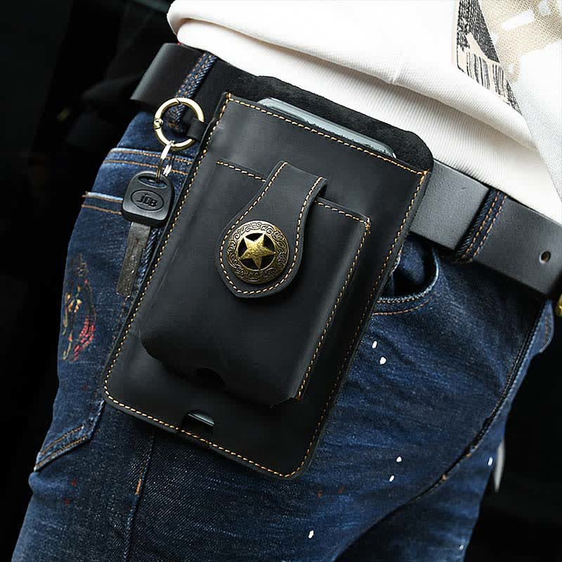 Multifunktionale Echtleder Handy Gürteltasche Loop Taille Holster