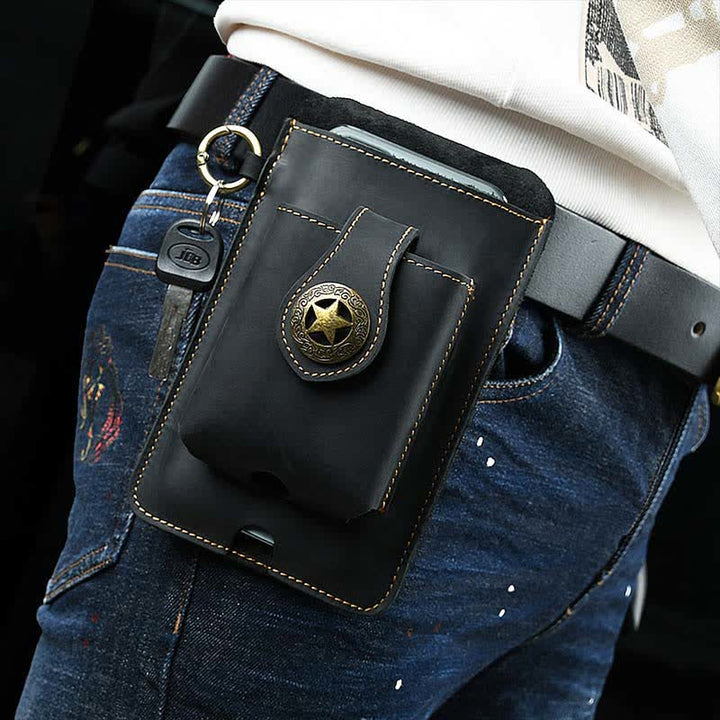 Multifunktionale Echtleder Handy Gürteltasche Loop Taille Holster