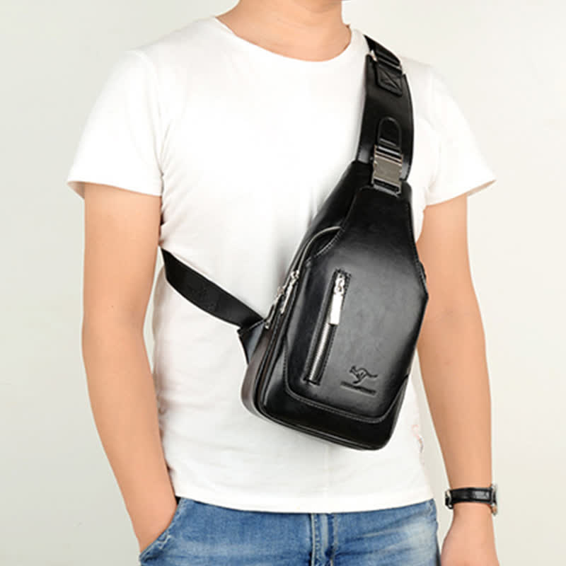 Diebstahlsichere Vintage-Schultertasche für Herren mit USB-Ladeanschluss