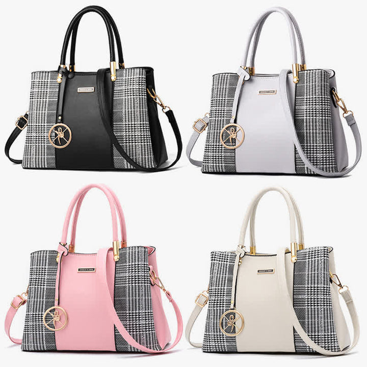 Umhängetasche mit drei Fächern, Schultertasche, Handtasche für Damen