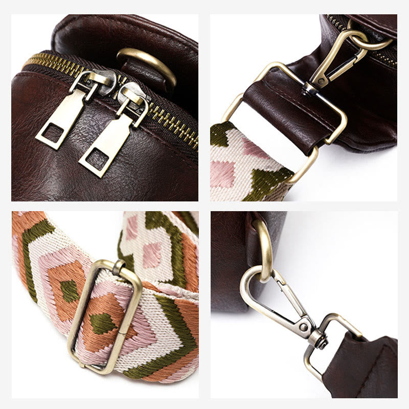 Schultertasche für Damen, leichte Einkaufstasche aus Leder mit breiten Riemen
