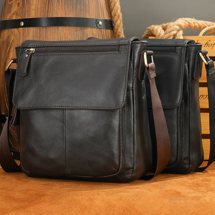 Herren Umhängetasche Echtes Leder Kleine Messenger Bag Crossbody Bag