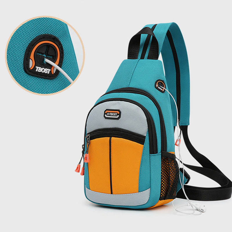 Mini-Schulterrucksack mit Farbblock-Design, Umhängetasche, Tagesrucksack für Damen und Herren