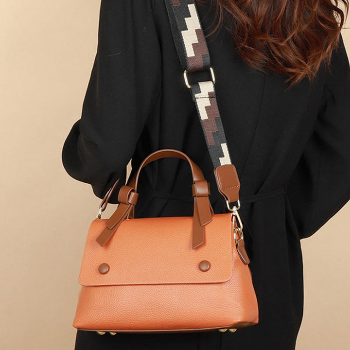 Retro-Tasche mit Henkel für Damen aus Leder mit Litschi-Muster