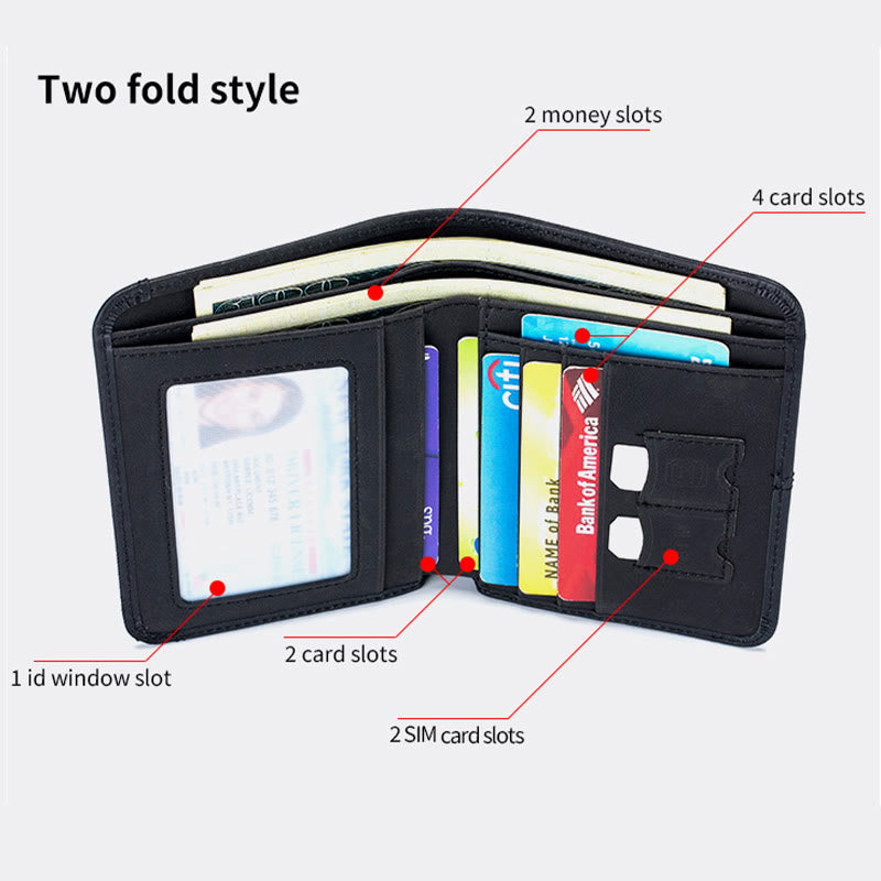 Herren RFID Bifold Trifold Geldbörse Einfarbige Leder Multifunktionale Geldbörse