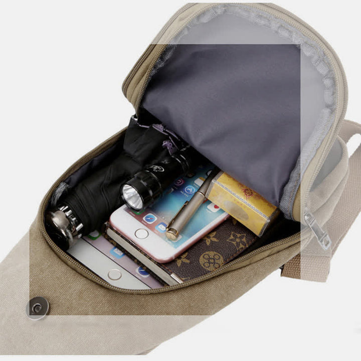 Schultertasche aus Segeltuch für Herren, für Outdoor-Reisen, Camping, Brust, Tagesrucksack