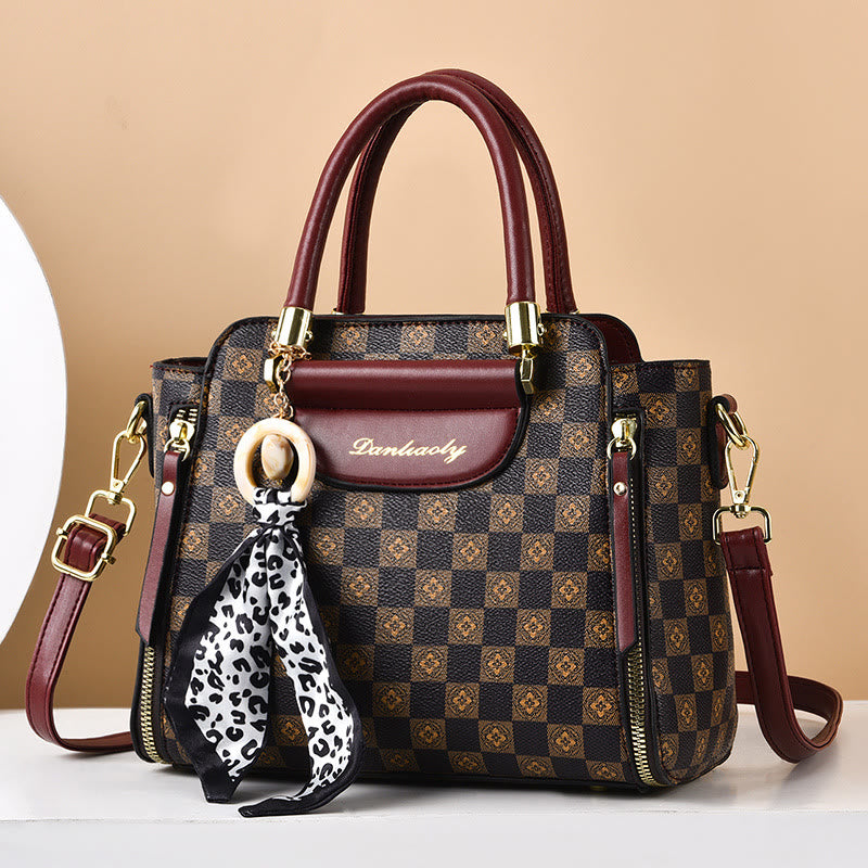Britische Handtasche Damen Mini Seidenschal Dekor Elegante Umhängetasche