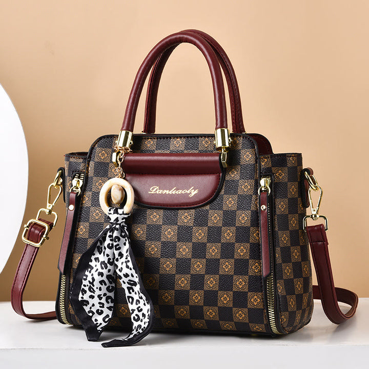 Britische Handtasche Damen Mini Seidenschal Dekor Elegante Umhängetasche