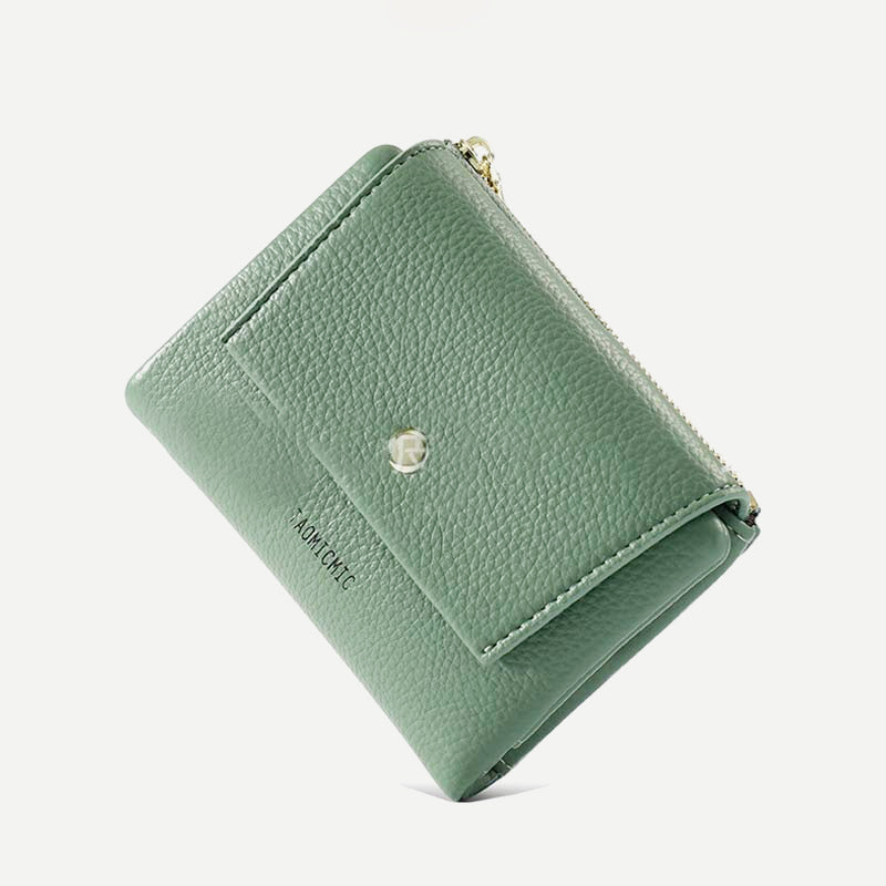 Mini-Geldbörse für Damen aus PU, zweifach gefaltet, kurze Brieftasche mit mehreren Kartenfächern