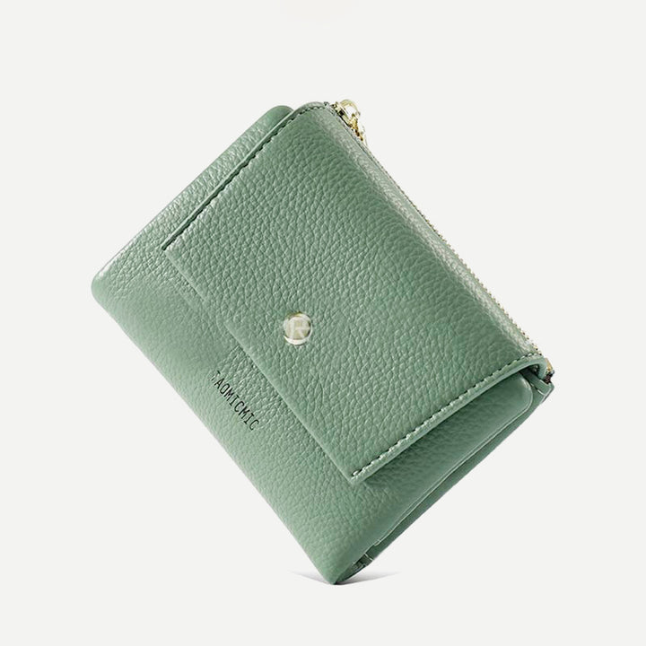 Mini-Geldbörse für Damen aus PU, zweifach gefaltet, kurze Brieftasche mit mehreren Kartenfächern