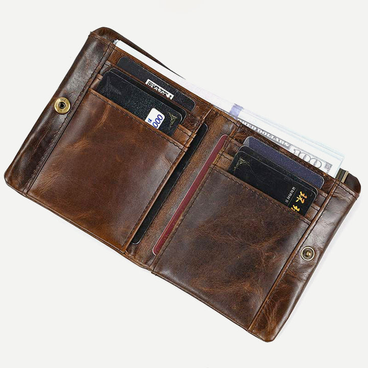 Retro Herren Leder Geldbörse Bifold Design Schlank Halter 6-10 Karten