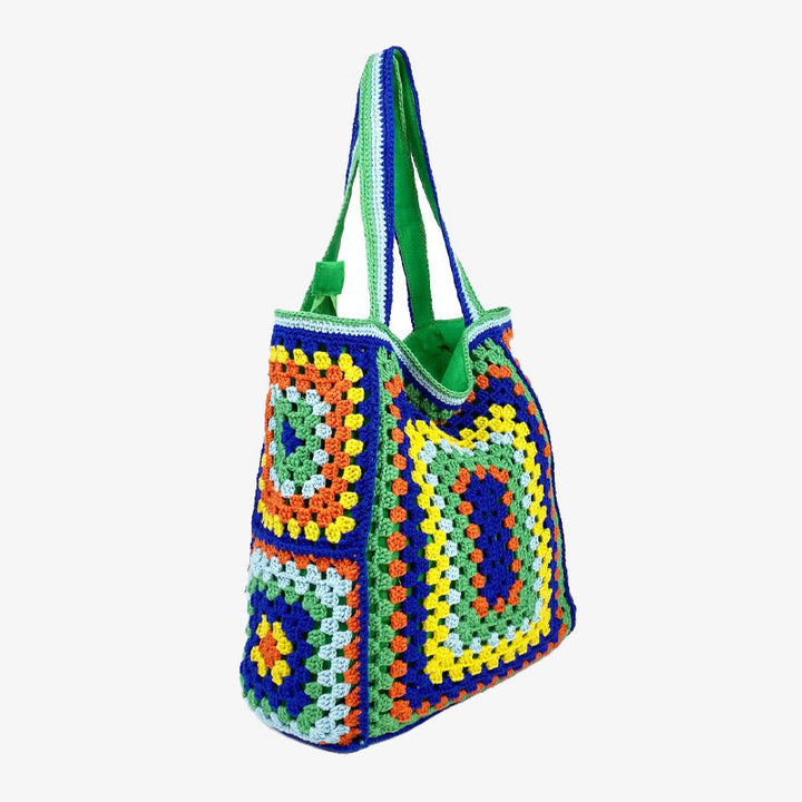 Vintage Tote für Frauen tragbare Pendlertasche handgestrickte Schultertasche