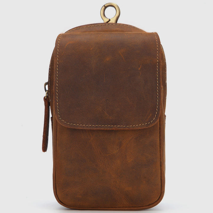 Gürteltasche für Herren, Retro-Stil, echtes Leder, zum Aufhängen, EDC-Tasche
