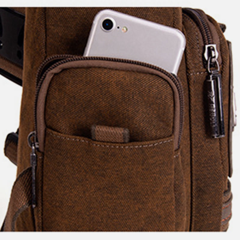 Große Canvas Brusttasche Herren Outdoor Sports Crossbody Sling Rucksack
