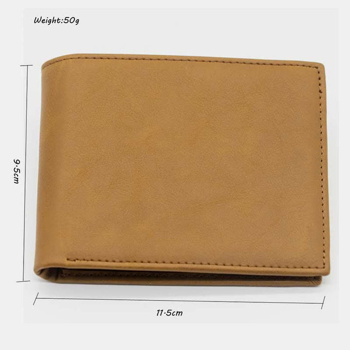 Gravierte Herren-Geldbörse, dreifach faltbar, Leder, Kartenhalter, Geschenke für Sohn und Enkel
