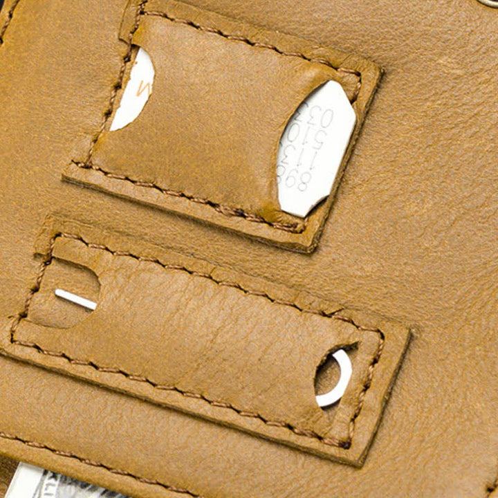 Zweifach gefaltete Geldbörse aus Leder mit Vordertasche für Herren, schmale Geldbörse mit RFID-Blockierung