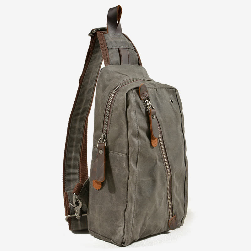 Schultertasche aus Canvas, Brusttasche, Reise-/Wanderrucksack, Umhängetasche, Tagesrucksack