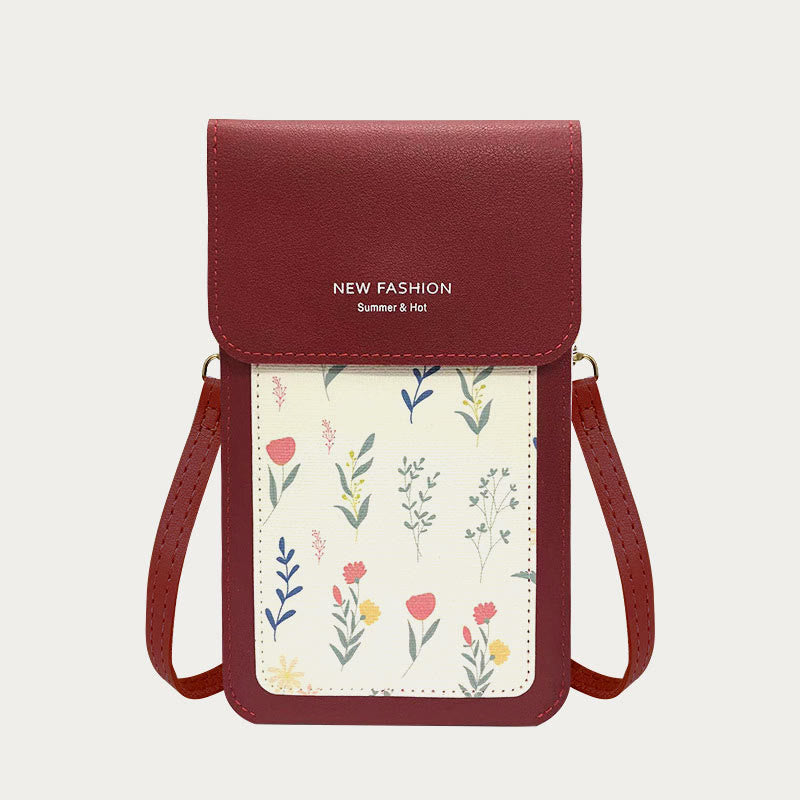 Handytasche für Damen, transparente, berührbare Umhängetasche mit Mini-Aufdruck