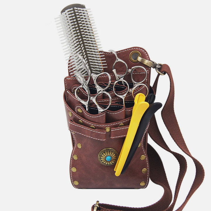 Nieten-Gürteltasche für Friseursalon, einfarbig, Scheren-Set