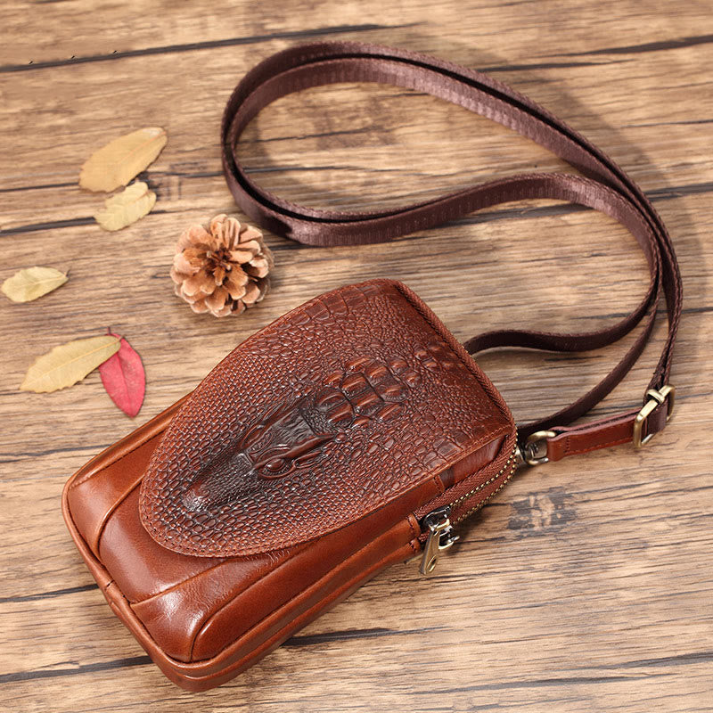 Handytasche aus Leder für Herren, langlebig, multifunktional, zum Tragen auf dem Gürtel, Hüfttasche