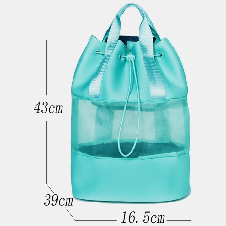 Leichter, modischer Netz-Rucksack für den Strand, Fitnessstudio, Neopren, Handtasche mit Kordelzug