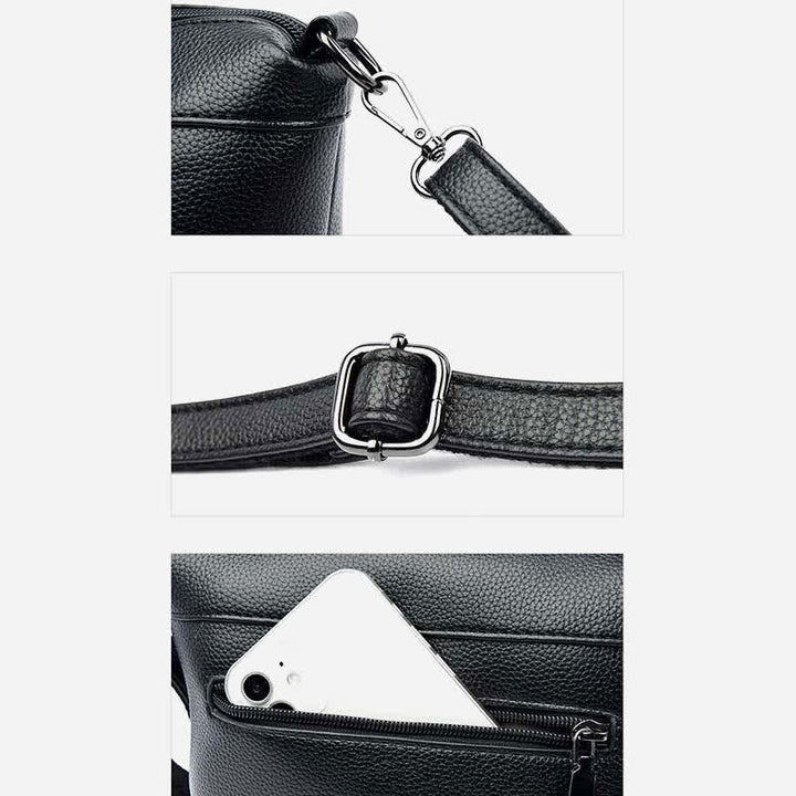 Leder-Beuteltasche für Damen, kleine Umhängetasche mit Crossbody-Gurt