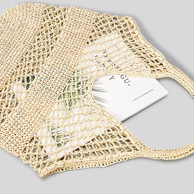 Strandtasche für Damen, gestrickte Retro-Handtasche mit ausgehöhlter Öffnung - image 26