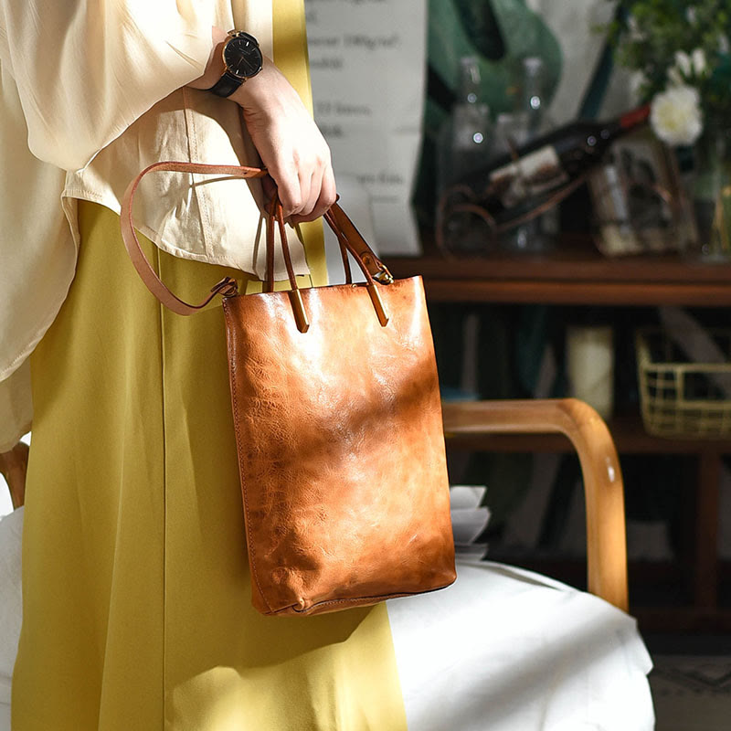 Handgemachte Umhängetasche für Frauen Retro einfache Textur Shouder Tasche