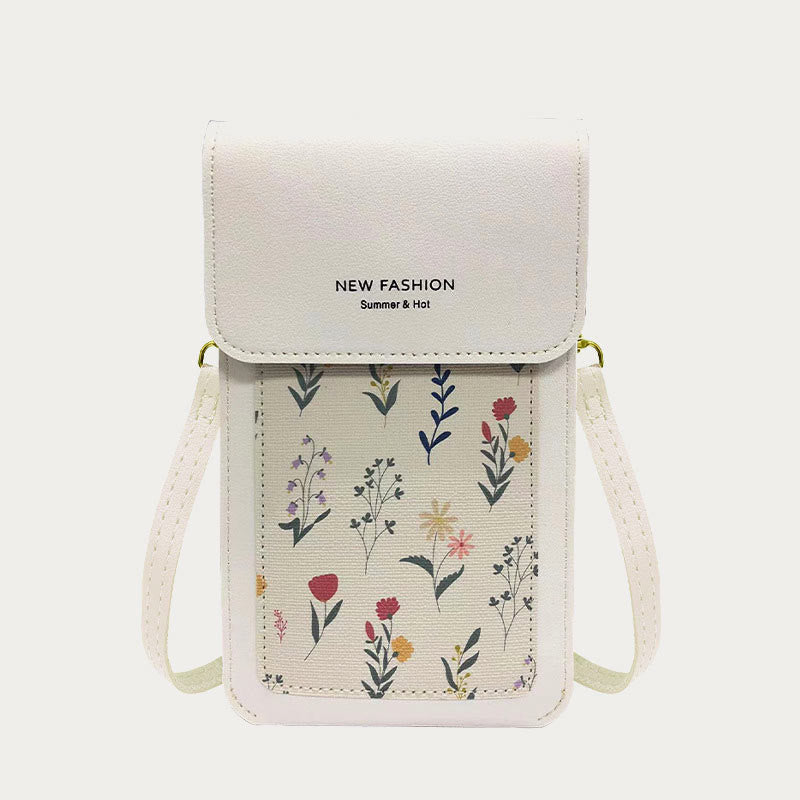 Handytasche für Damen, transparente, berührbare Umhängetasche mit Mini-Aufdruck