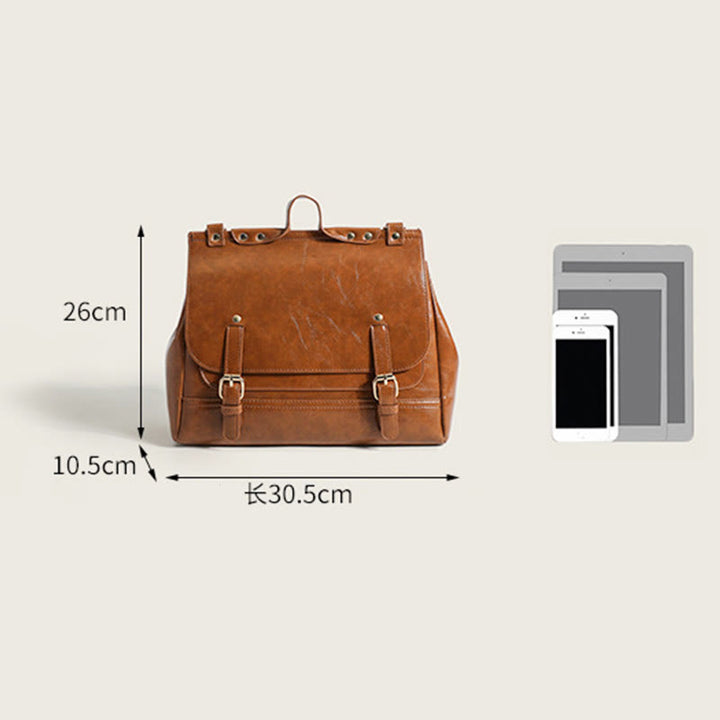 Rucksack für Damen, Vintage, Ölwachsleder, multifunktionale Umhängetasche