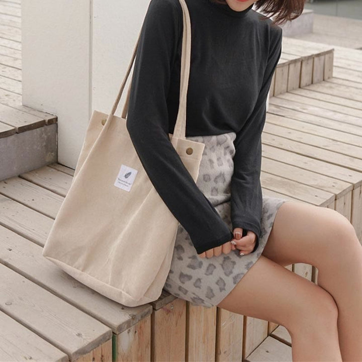 Tragetasche für Damen, großes Fassungsvermögen, Cord-Schultertasche