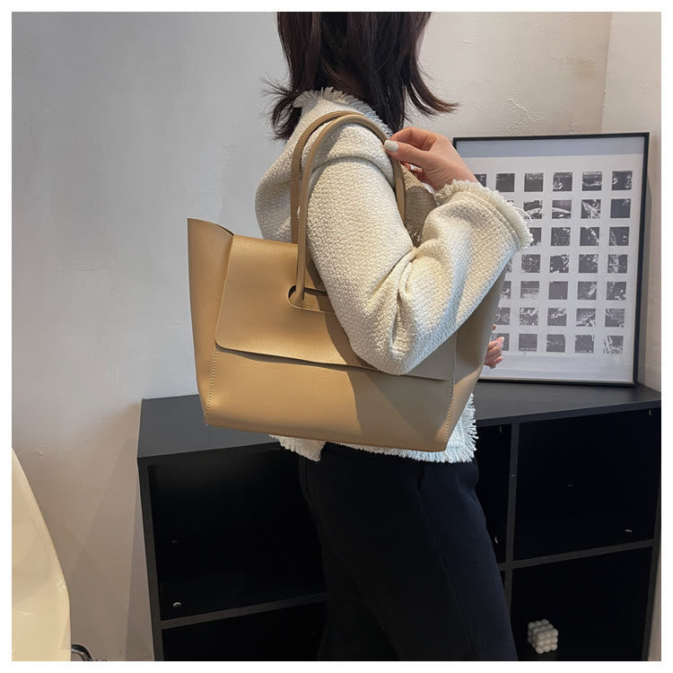 Clamshell Tote für Frauen Große minimalistische Leder Büro Pendler Geldbörse