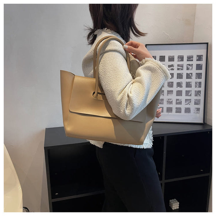 Clamshell Tote für Frauen Große minimalistische Leder Büro Pendler Geldbörse