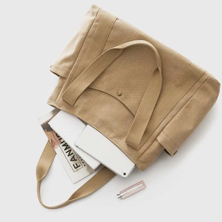 Große Kapazität Canvas Schultertasche Mehrere Taschen Handtasche Einkaufs