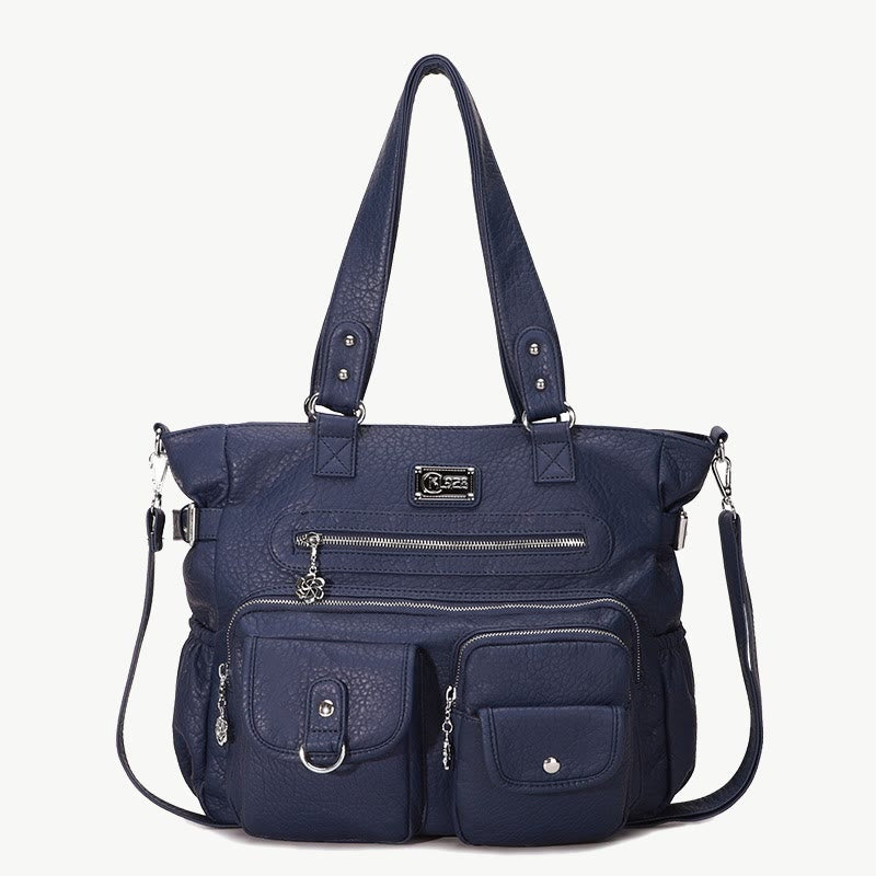 Große Umhängetasche für Damen mit mehreren Taschen und zwei Verwendungsmöglichkeiten