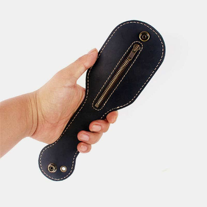 Vintage EDC-Tasche für Männer mit Druckknopf, Leder-Münzgeldbörse, Slapjack