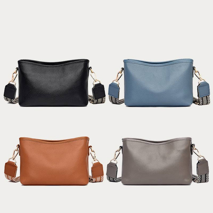 Umhängetasche für Damen, einfarbig, mit Litschi-Muster, Ledertasche