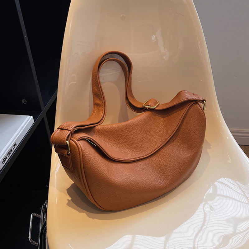Umhängetasche für Damen, schlichte und lässige Hobo-Tasche aus PU-Leder