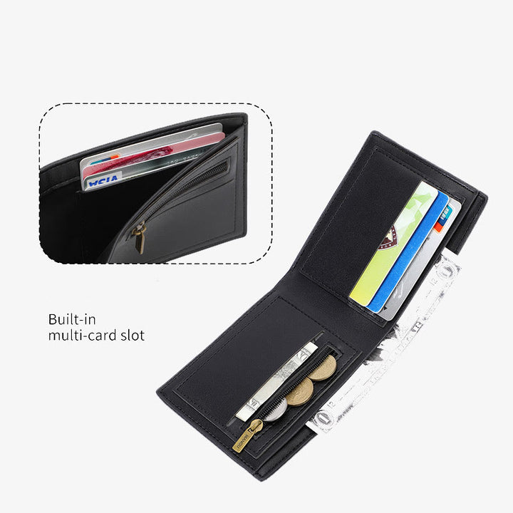RFID-Reißverschluss-Geldbörse für Männer aus Leder mit Steindruck