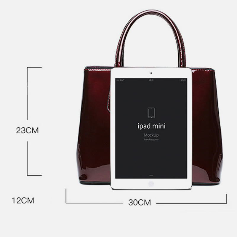 Retro Spiegel glänzend Leder Bucket Bag Damen Umhängetasche - image 14