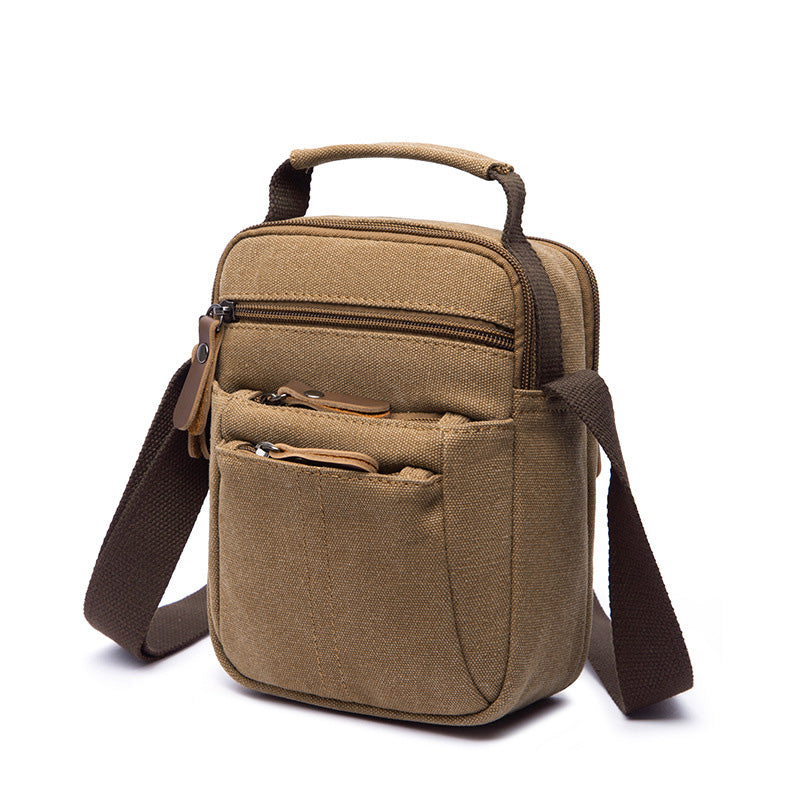 Kleine Umhängetasche aus Canvas im Vintage-Stil, mehrere Tragemöglichkeiten, lässige Schultertasche für Herren