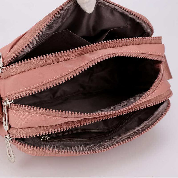 Kleine Umhängetasche mit dreifachem Reißverschluss für Damen, leichte, lässige Schultertasche