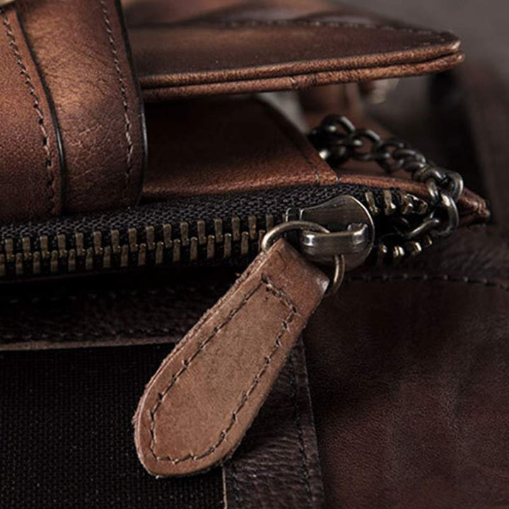 Retro-Clutch-Geldbörse für Damen, echtes Leder, mit Armband, Kreditkartenhalter