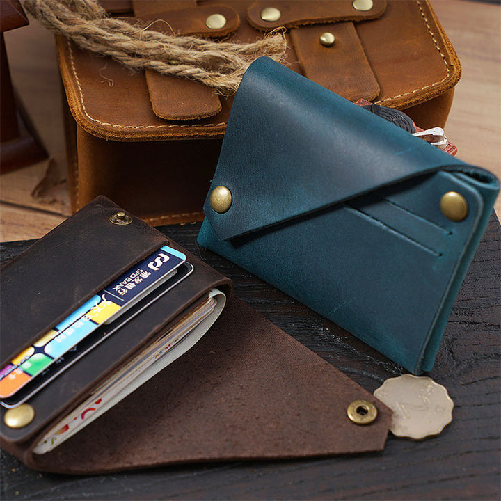 Retro-Handgemachtes Echtleder Kartenetui Vordertasche Geldbörse Münzgeldbörse