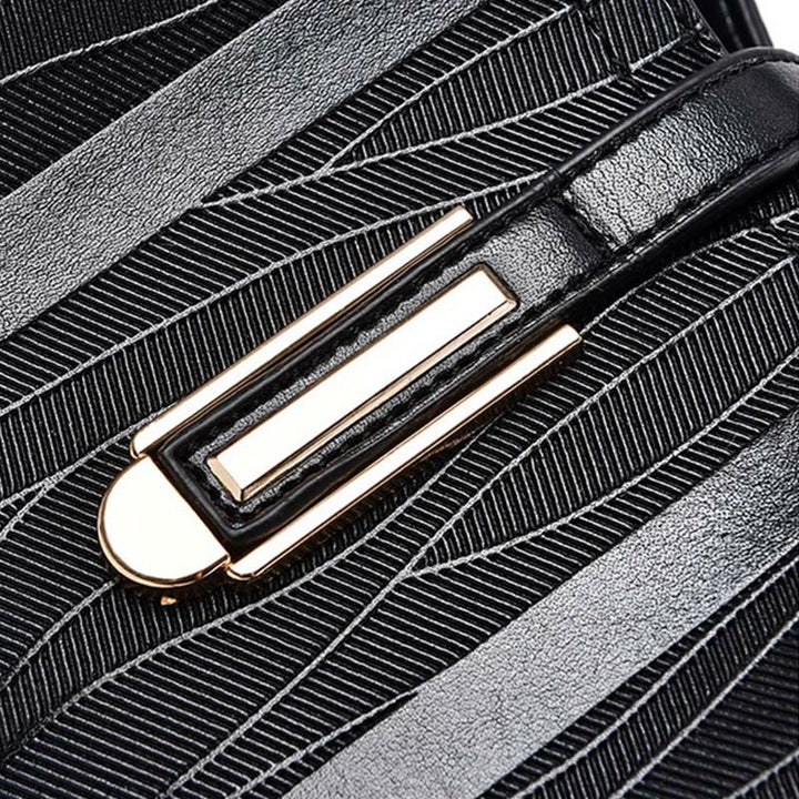 Handtasche mit Streifenmuster für Damen, groß, veganes Leder, Umhängetasche