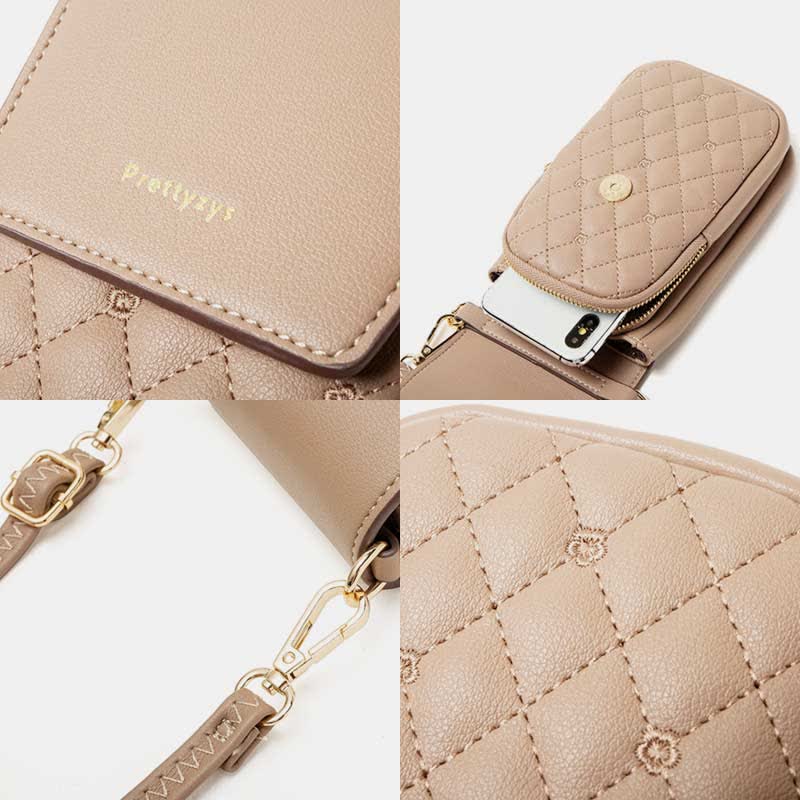 Kleine Umhängetasche für Damen, Handy-Geldbörse, Brieftasche aus Leder, Schultertasche