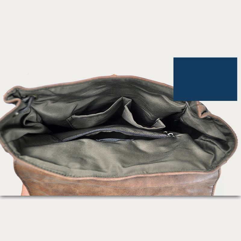 Rucksack für Damen im ethnischen Stil mit Druck und Quaste, Tagesrucksack aus Leder